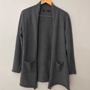Bellina Italy Sweater Womens Medium Charcoal Gray Cashmere Wool Cardigan Luxury
